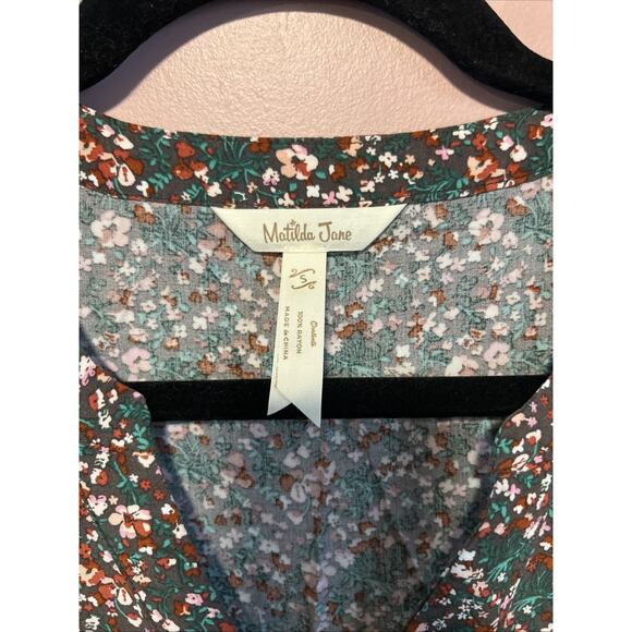 Matilda Jane Fabulous Floral Dress Rayon Fall Long Sleeve Tiered Oversized Small - Picture 2 of 9